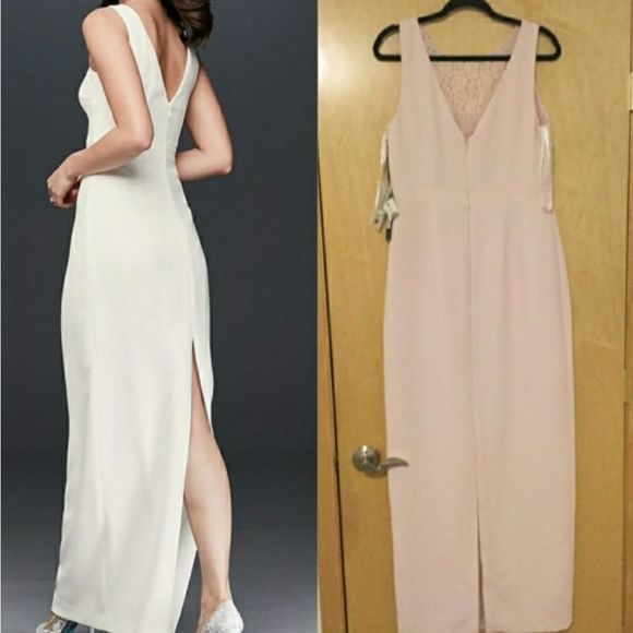 Plungling Illusion Lace Sheath Gown with Flowers - Picture 6 of 8